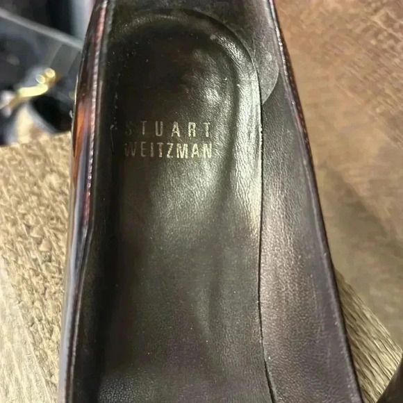 Stuart Weitzman tortoiseshell Marble Heels Open Toe Pumps size 5 wide - Picture 2 of 8